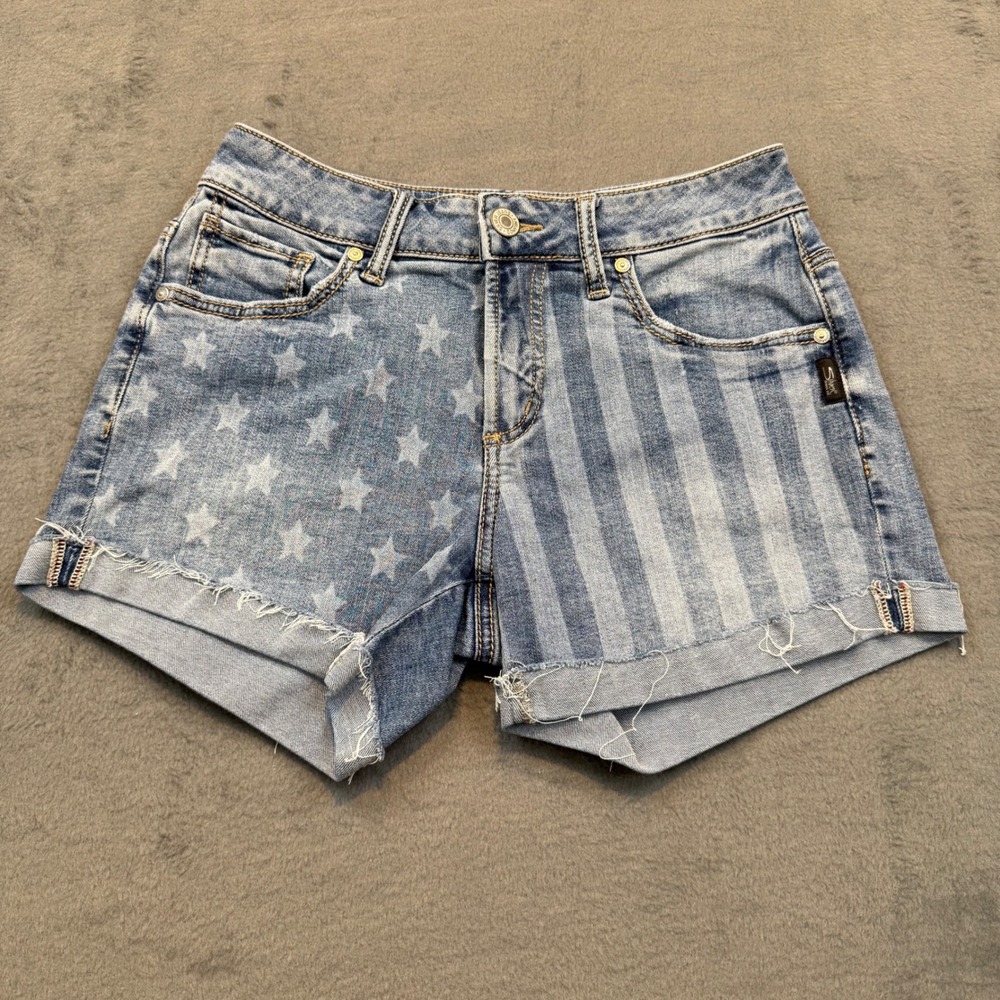 Silver Jeans Co Shorts Womens 25 Americana Stars Stripes Boyfriend L53623